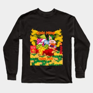 Chuc Mung Nam Moi/Happy New Year/Lunar New Year Gift Basket and Flowers Long Sleeve T-Shirt